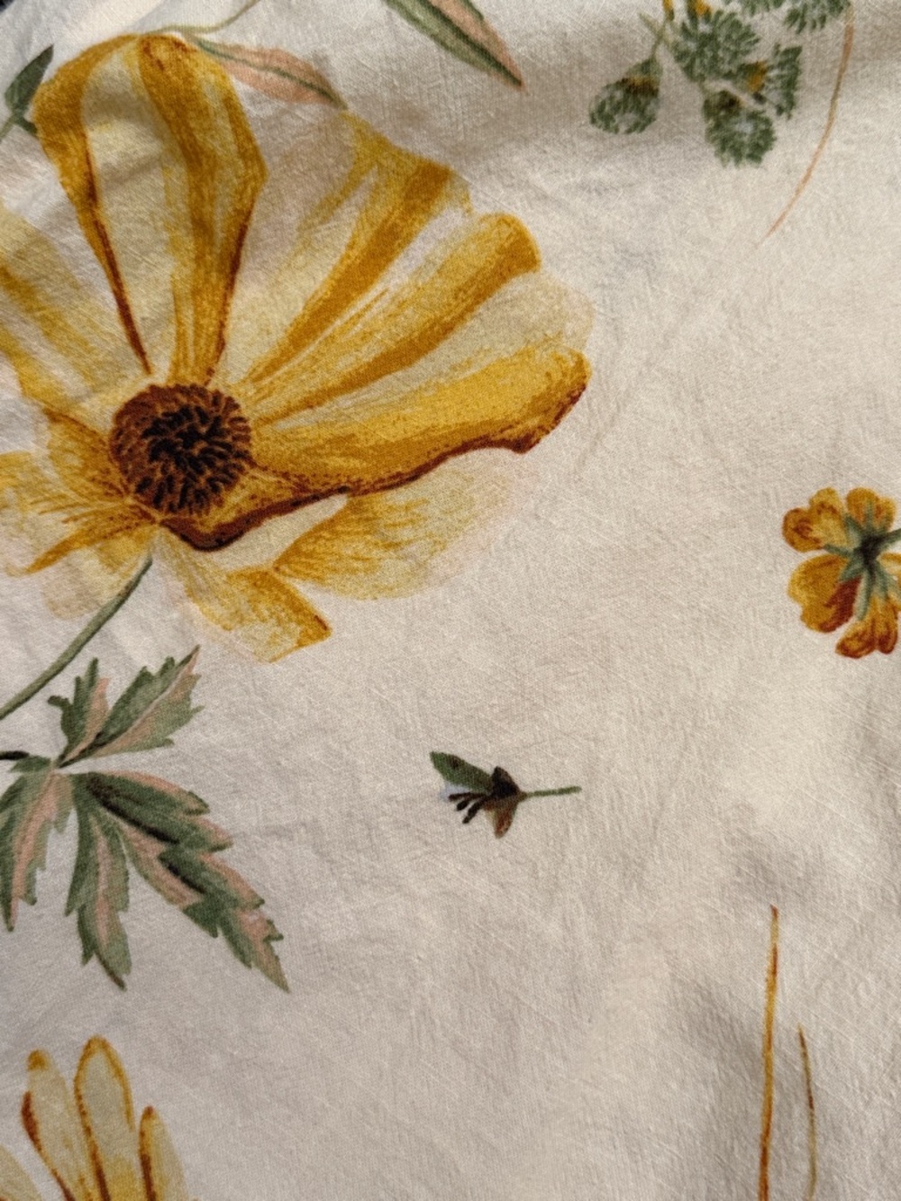 H&M Cream Mini Dress with Yellow Floral Print and Puff Sleeves - Picture 3 of 3